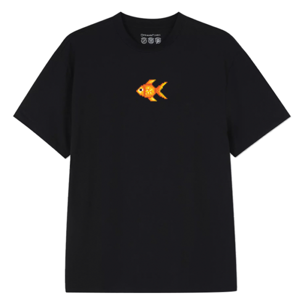 GOLDEN FISH T-SHIRT<br> BLACK Front and Back