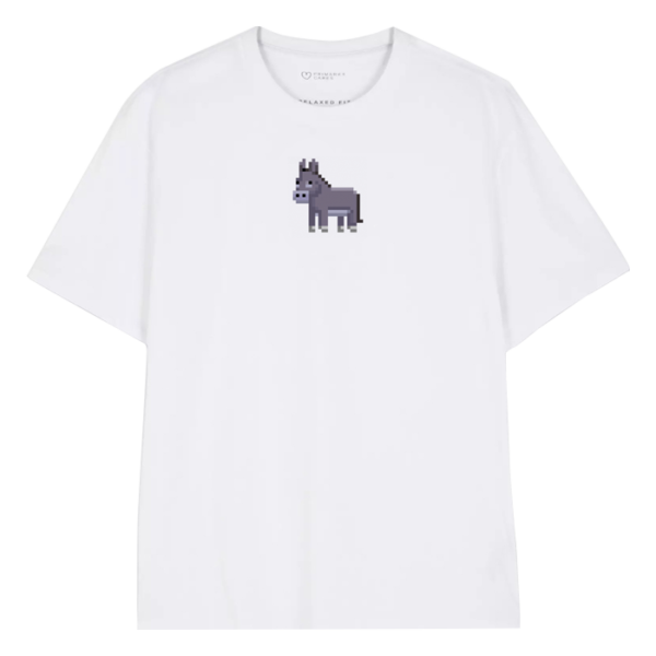 DONKEY T-SHIRT<br> WHITE Front and Back