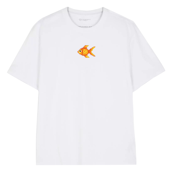 GOLDEN FISH T-SHIRT <br>WHITE Front and Back